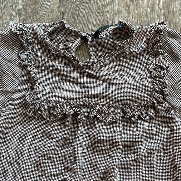 Zara Houndstooth High Neck Blouse Size Medium - Picture 4 of 6